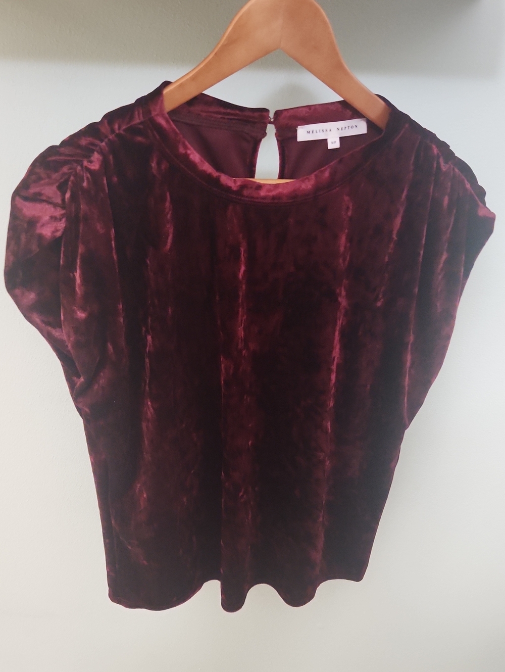 MELISSA NEPTON Burgundy Velvet-Like Cap Sleeve Top